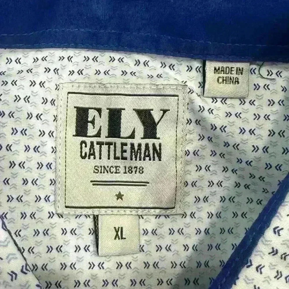 Ely Cattleman Western Cowboy Short Sleeve Button up Shirt Pearl Snap Classic XL - Picture 5 of 12